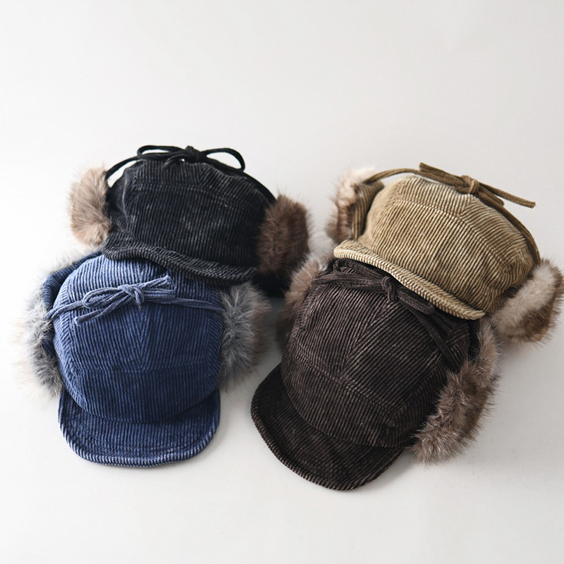 Corduroy Cap 5 Panel - Chapéu Bomber Trapper de Veludo Cotelê