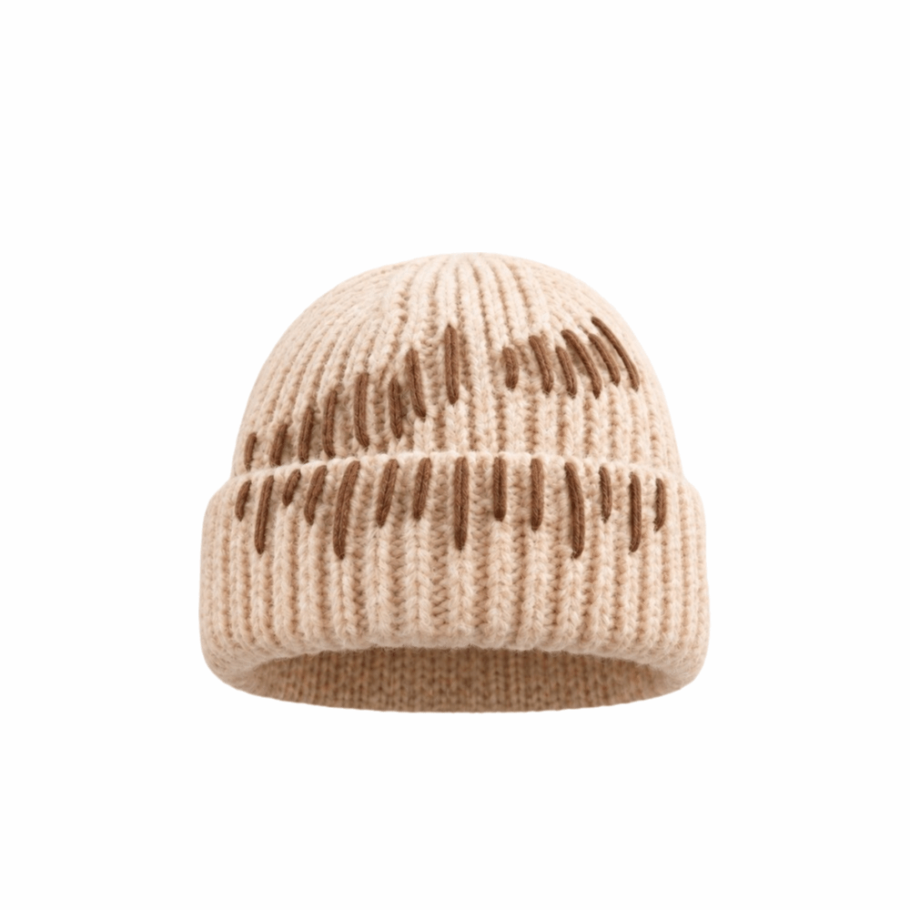 Beanie Cuffed Knit - Chapéu de malha espessa e moderno,