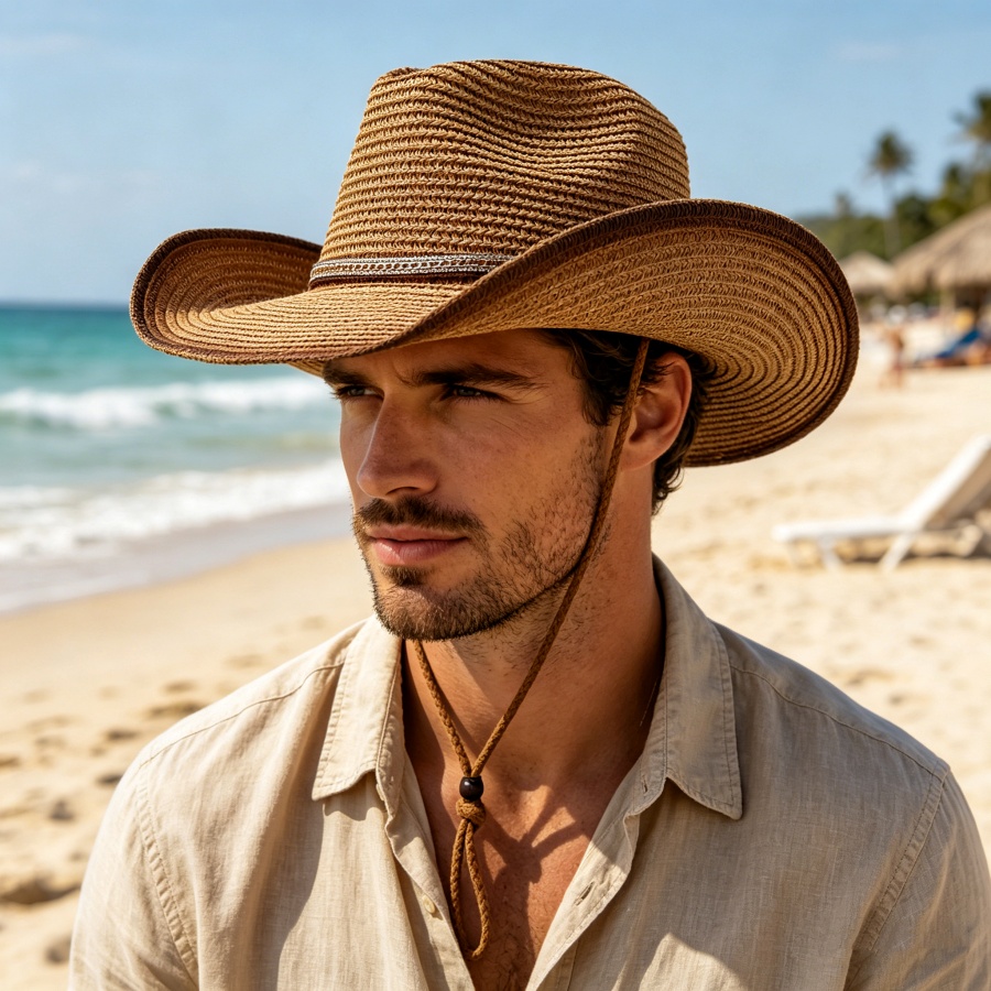 Cowboy Hat Straw - Chapéu de Palha Estilo Cowboy Retrô